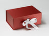 Red A5 Deep Folding Gift Boxes with Slots and White Ribbon from Foldabox