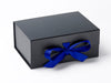 A5 Deep Black Slot Gift Box featured with Cobalt Blue Ribbon