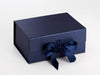 Navy Blue A5 Deep Folding Gift Box Sample with Ribbon