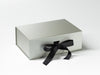 Silver Gray A5 Deep Gift Box Featured with Black Ribbon