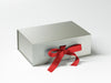 Silver Gray A5 Deep Gift Box Featured with Bright Red Ribbon