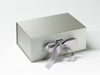 Pearl Silver Gray A5 Deep Slot Box Sample with ribbon from Foldabox USA