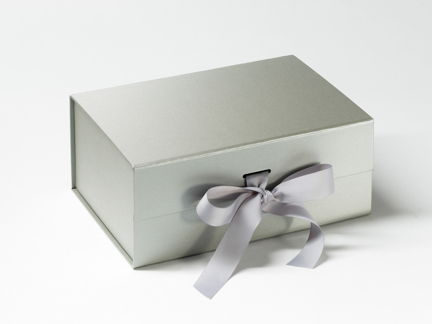 Silver Grey A5 Deep Slot Gift Box Sample with changeable ribbon from Foldabox