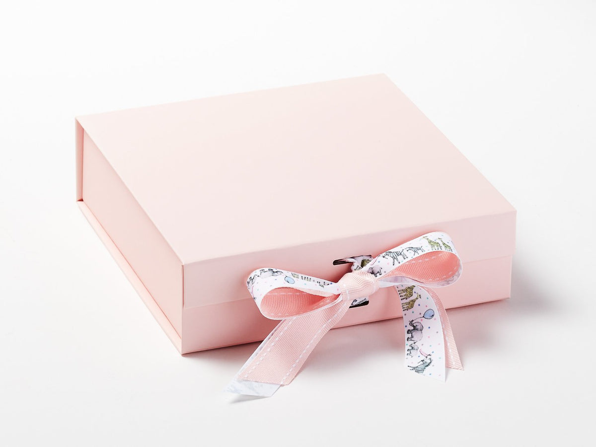 Animal Parade Satin Ribbon Featured on Pale Pink Medium Gift Box