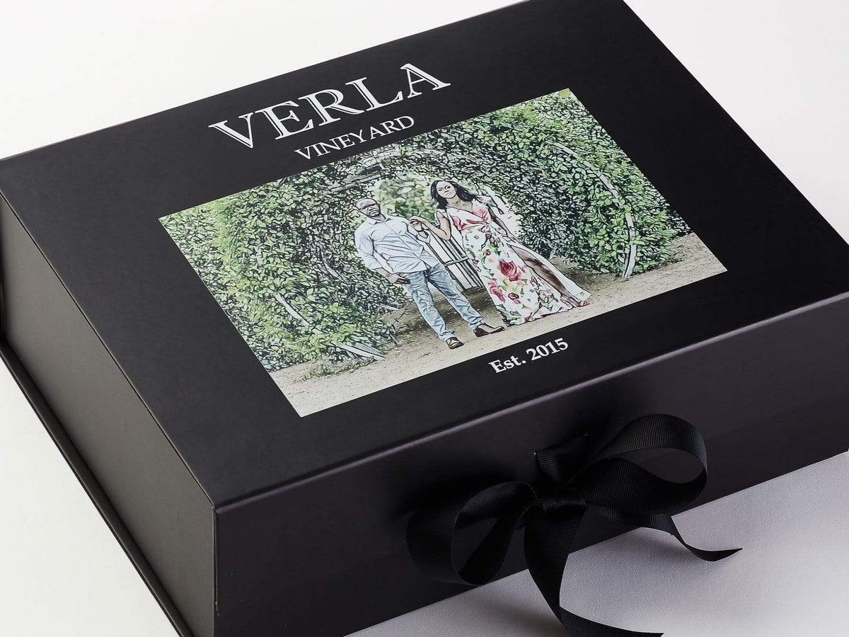 Black Folding Gift Box with CMYK Print To Lid