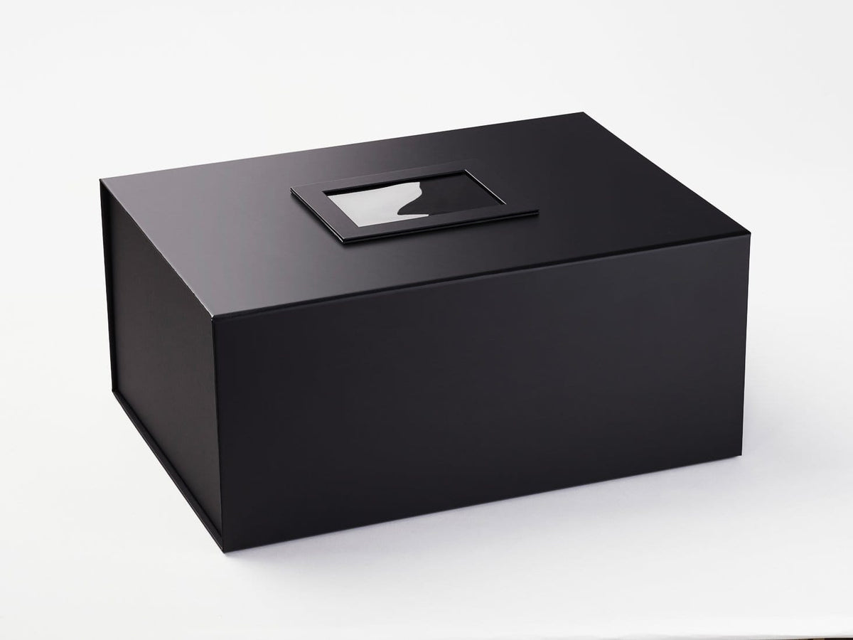 Black A3 Deep No Ribbon Gift Box Featured with Black Photo Frame