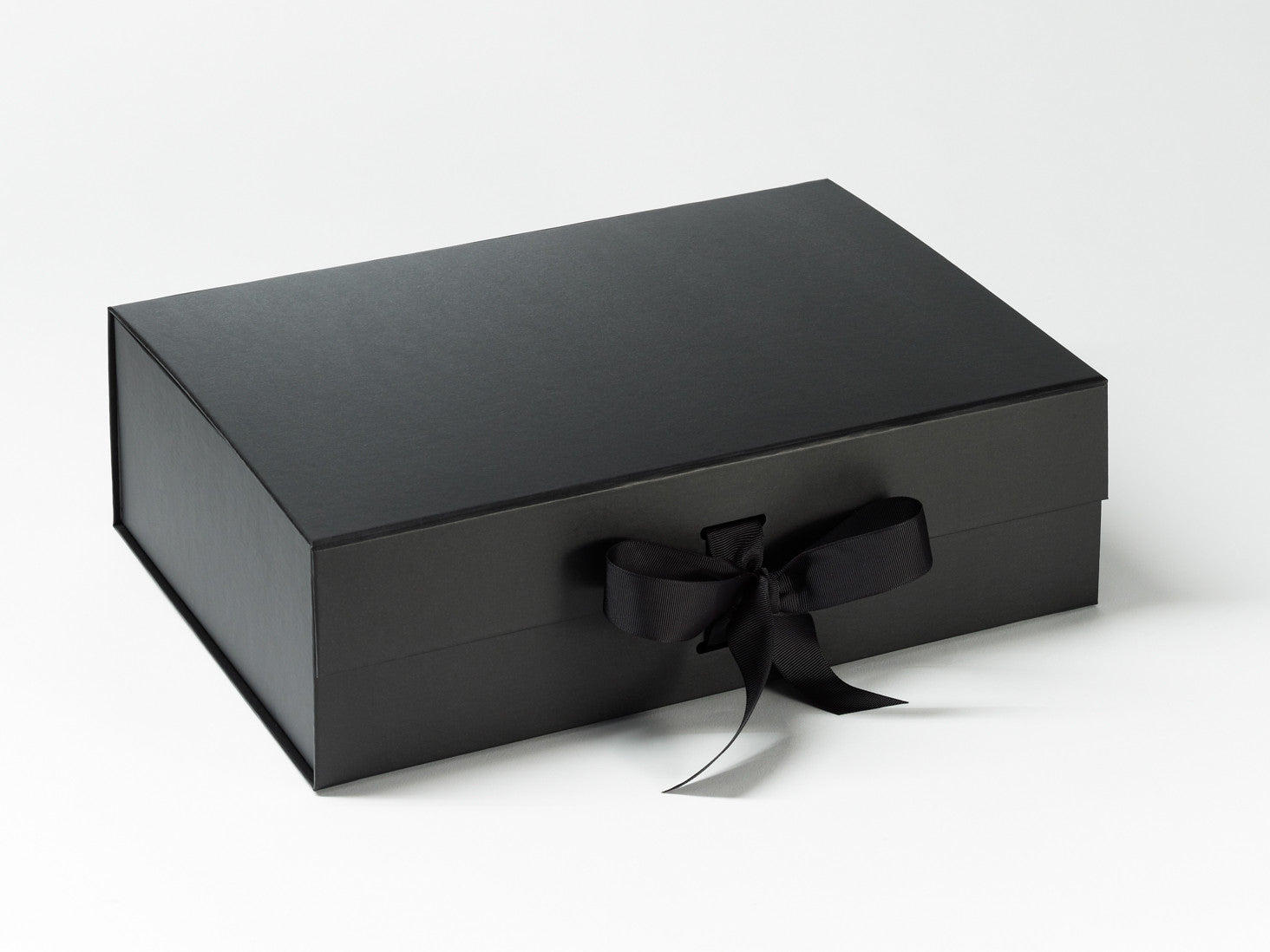 Black A4 Deep Folding Magnetic Closure Gift Box with changeable ribbon 