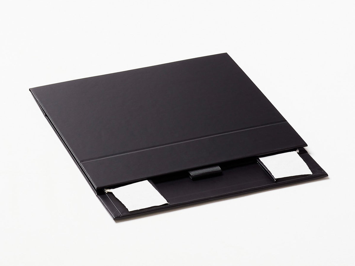 Black A6 Shallow Gift Box Supplied Flat with Ribbon Tab