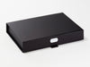 Example Of White Slot Decal Label Featured on Black Shallow Gift Box