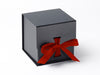 Large Black Cube Gift Box featured with bright red ribbon from Foldabox UK