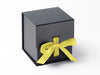 Black Large Cube Gift Box featured with Lemon Yellow Ribbon from Foldabox UK
