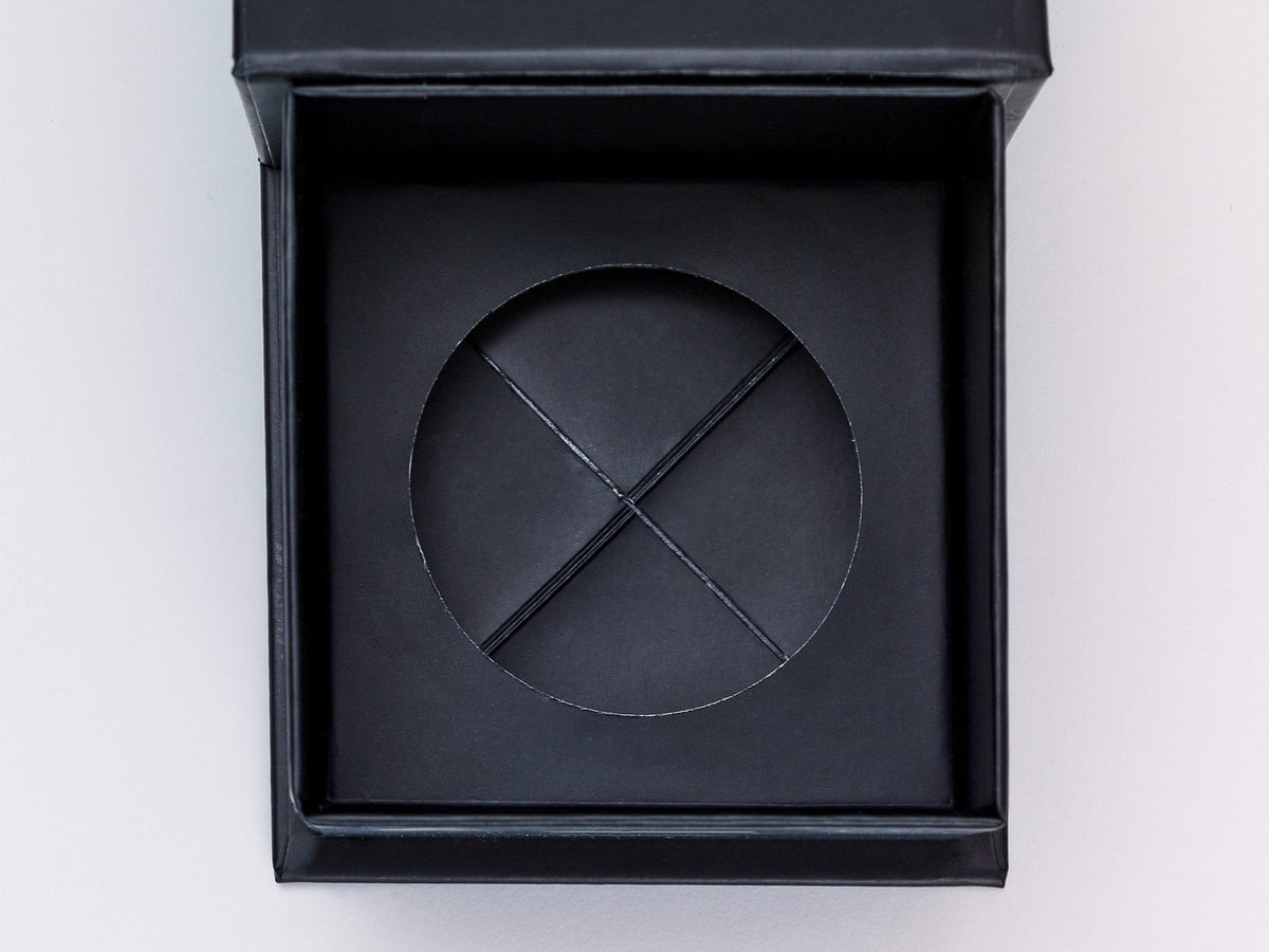 Black Small Cube Gift Box Insert Assembled Inside Gift Box Top View