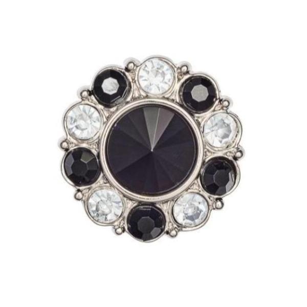 Black and White Diamond Flower Gemstone Gift Box Closure Sample