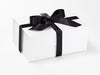 Example of Black Recycled Satin Ribbon Featured on White A5 Deep Gift Box