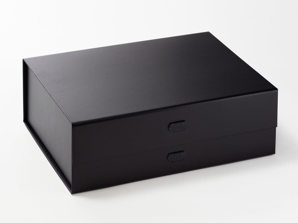 Black Metal Slot Decal Labels Featured on Black A4 Deep Slot Box