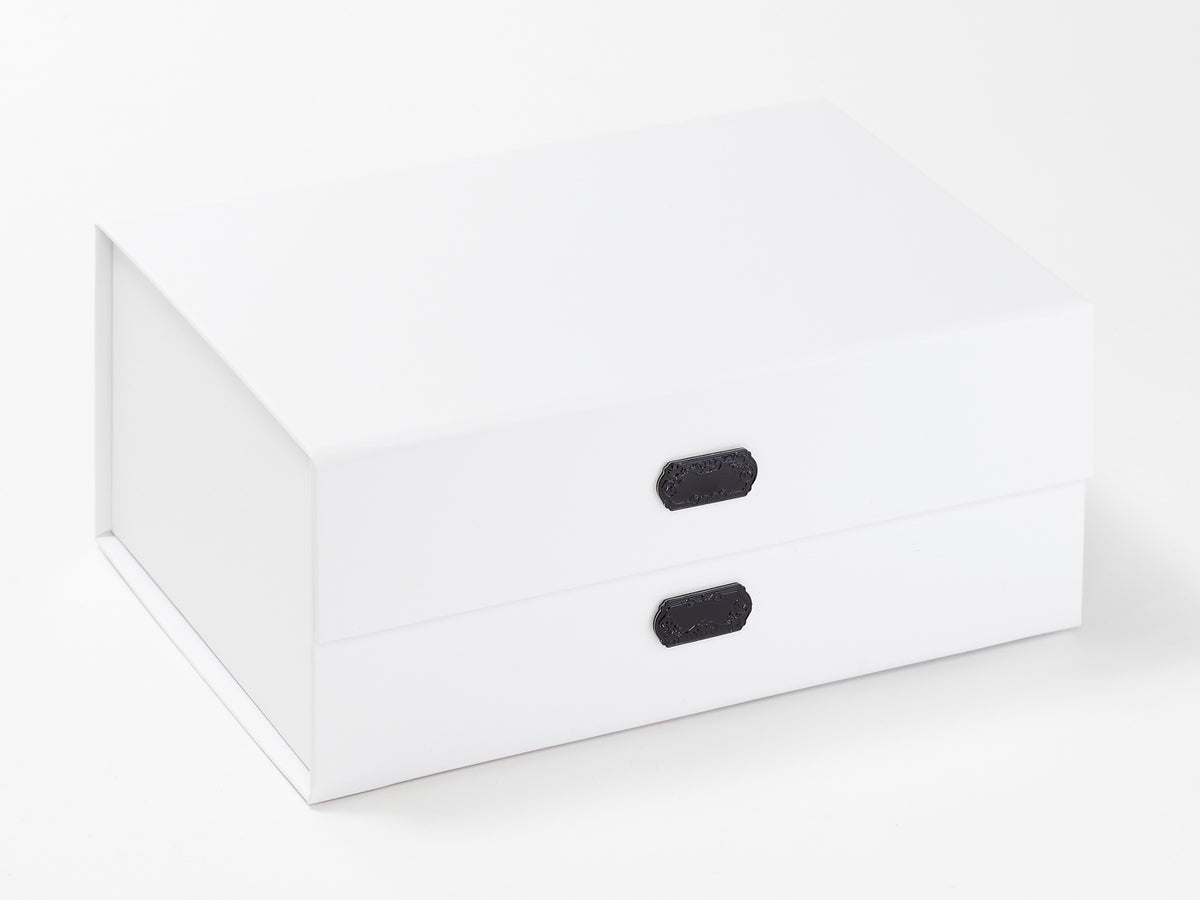 Example of Black Slot Decal Labels on White A5 Deep Gift Box