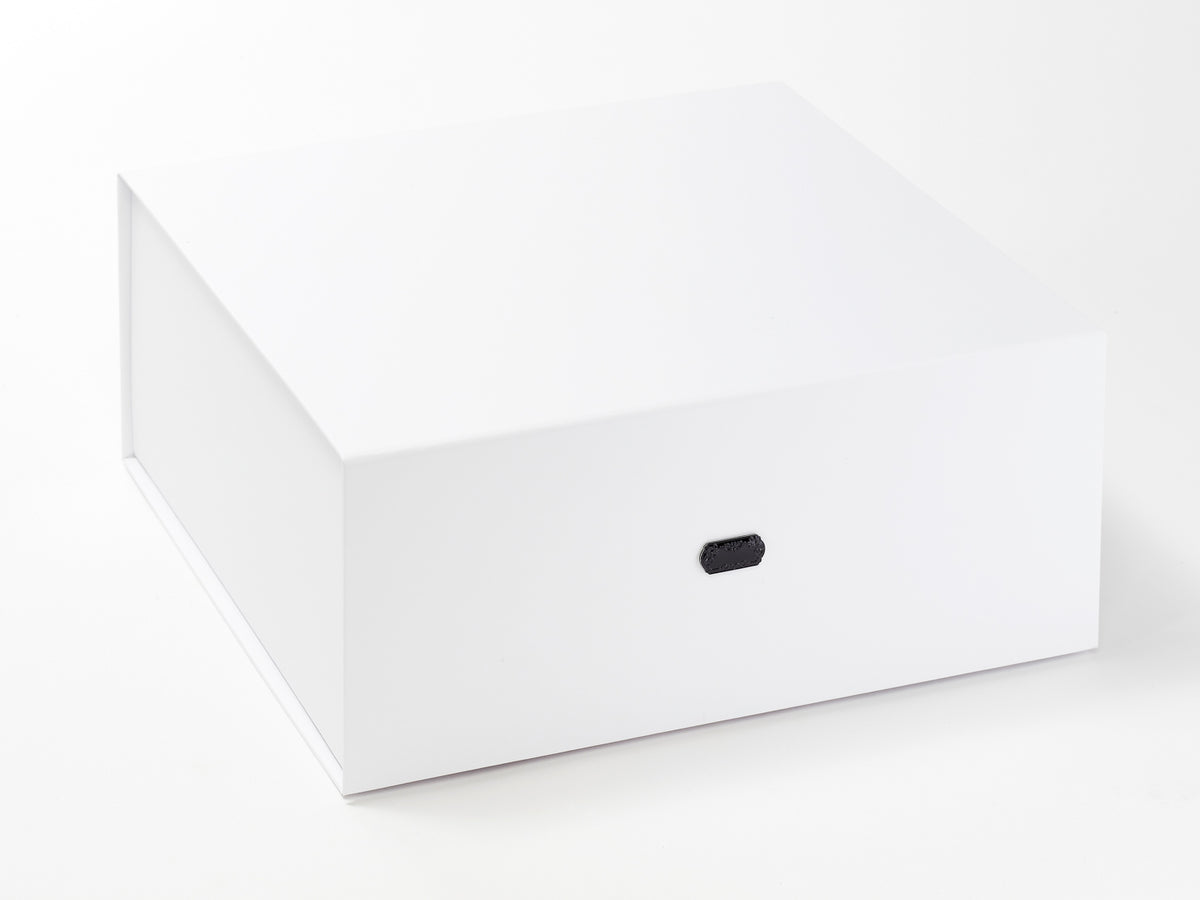 Example of Black Slot Decal Label Featured on White XL Deep Gift Box