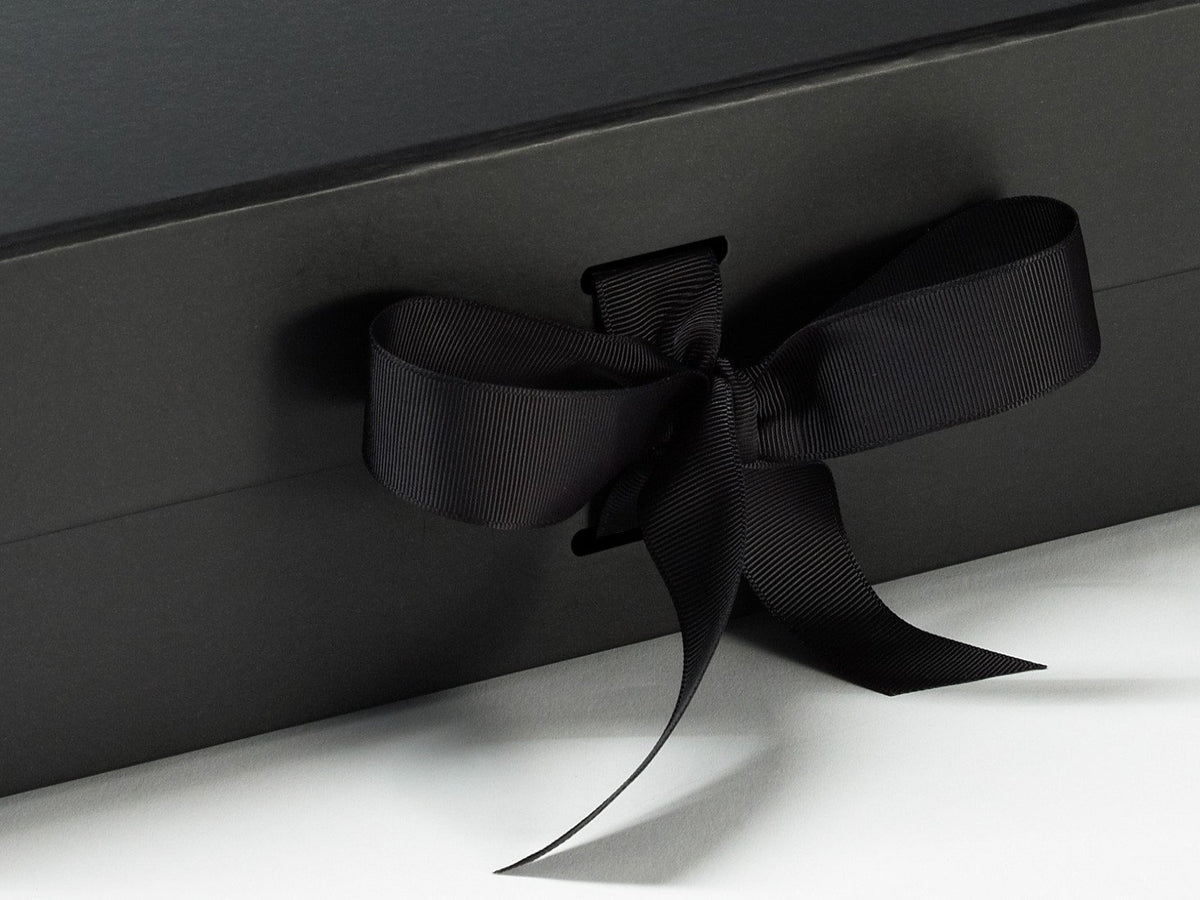 Black A4 Deep Gift Box Sample with changeable ribbon detail