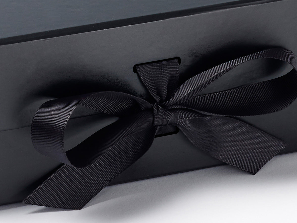Black A5 Deep Slot Gift Box Ribbon Detail from Foldabox