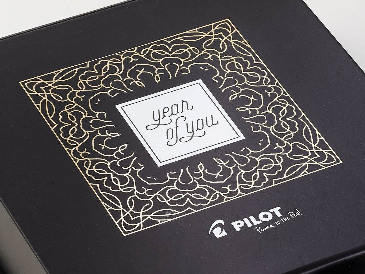 Black Gift Box with 2 Color Foil Printed Design