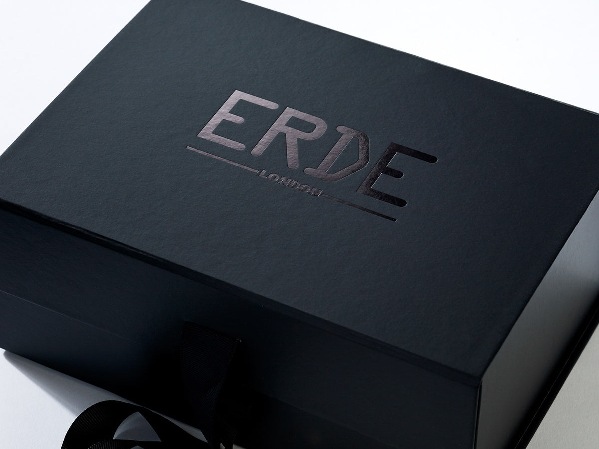 Black Folding Gift Box with Custom Black Foil Printed Logo