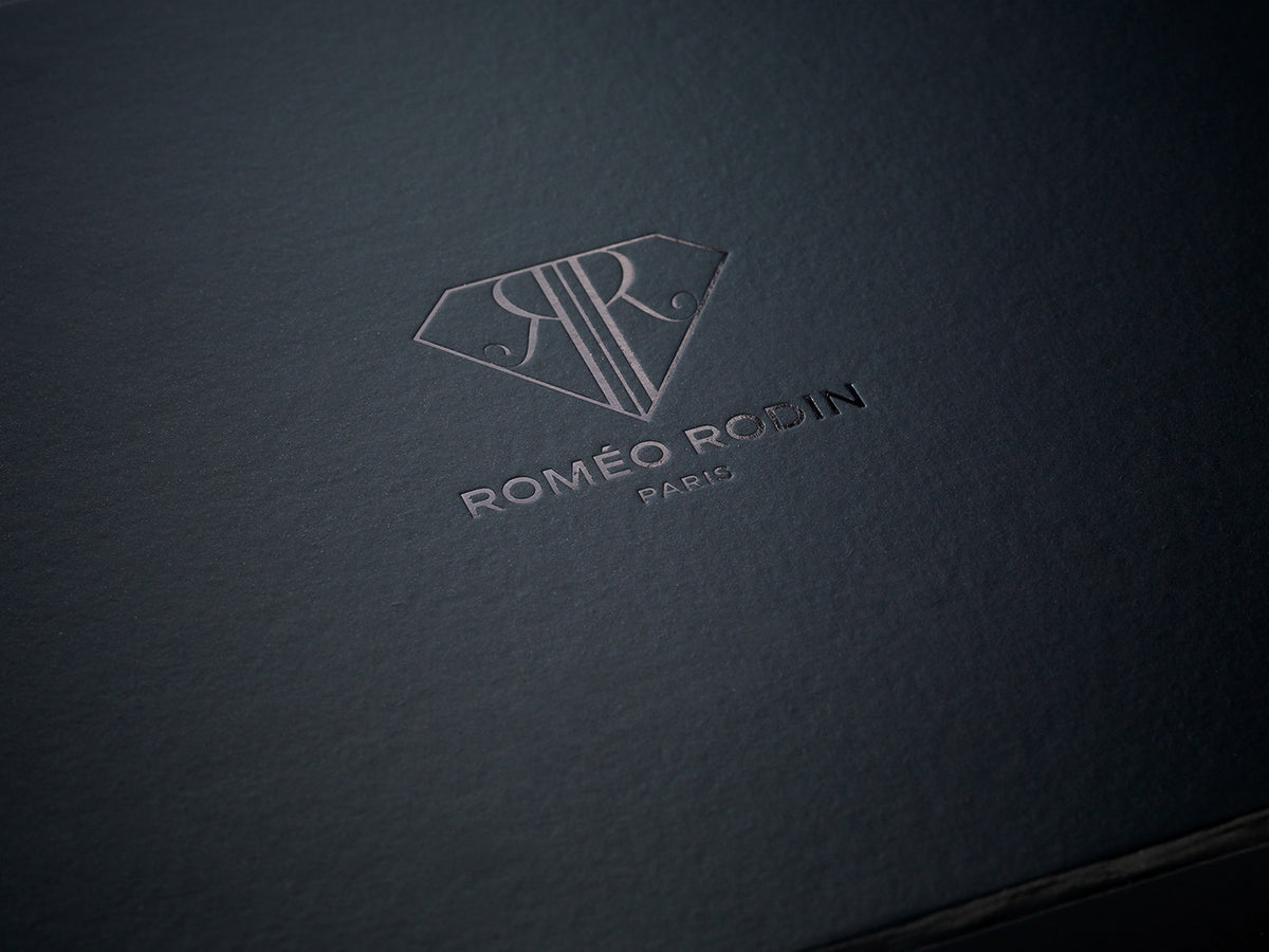 Black Folding Luxury Gift Box with Black Foil Logo from Foldabox USA