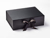 Example of Black and Gold Dash Ribbon Double Bow Featured on Black A4 Deep Gift Box