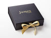 Black Gift Box Featuring Gold Personalisation and Gold Ribbon