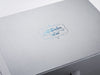A4 Deep Silver Pearl Gift Box with Custom Blue Foil Logo to Lid