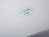 Custom Blue Foil Logo onto Pearl Silver Gift Box Lid