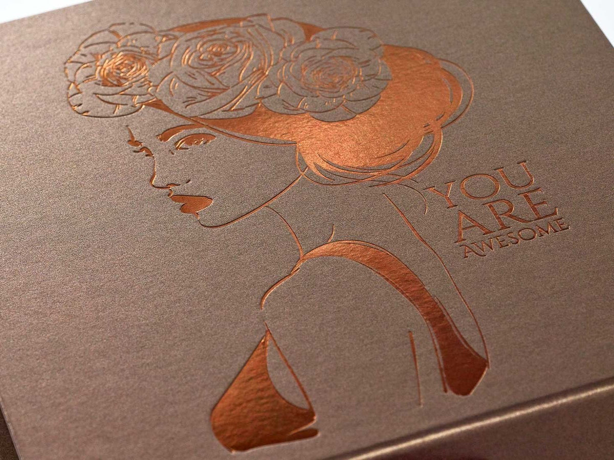 Bronze Folding Gift Box with Custom Copper Foil Logo