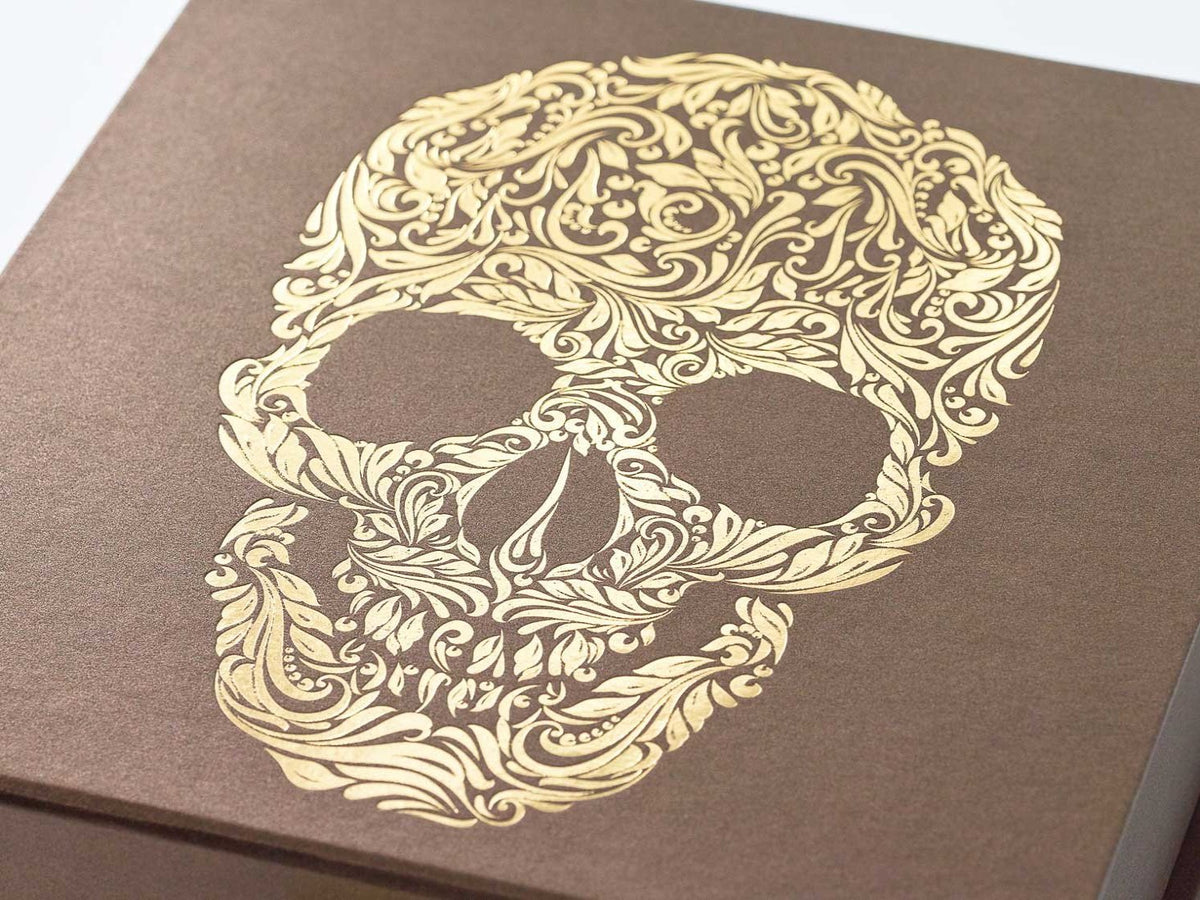 Bronze Folding Gift Box with Custom Gold Foil Logo to Lid