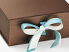 Bronze Gift Box Featuring Ivory and Nile Blue Double Ribbon Bow