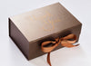 Example of Copper Ribbon on Bronze A5 Deep Gift Box with Personalized Message