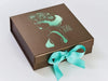 Bronze Folding Gift Box with Tropical Grosgrain Ribbon