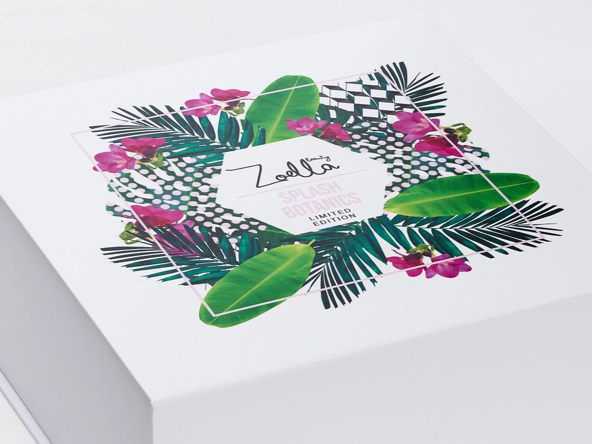 White Extra Large Deep Gift Box with Custom CMYK Printed Design