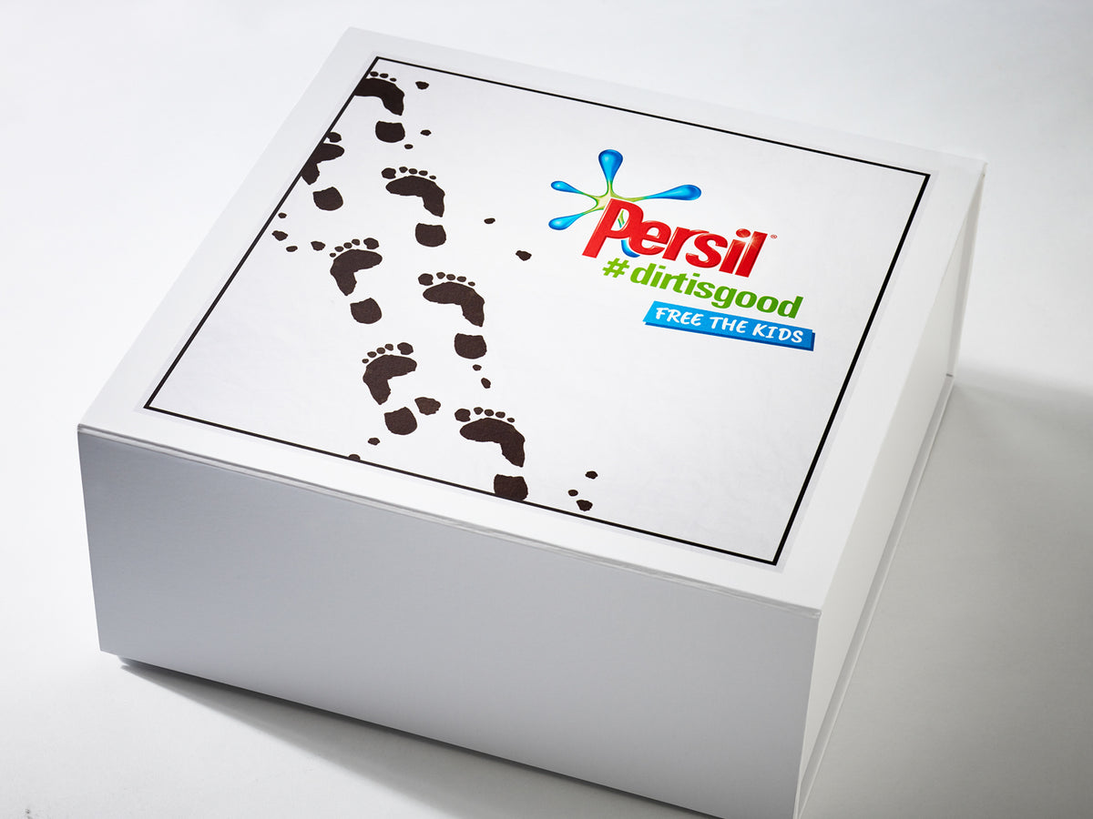 Extra Large White Gift Box with Custom CMYK Printing from Foldabox USA