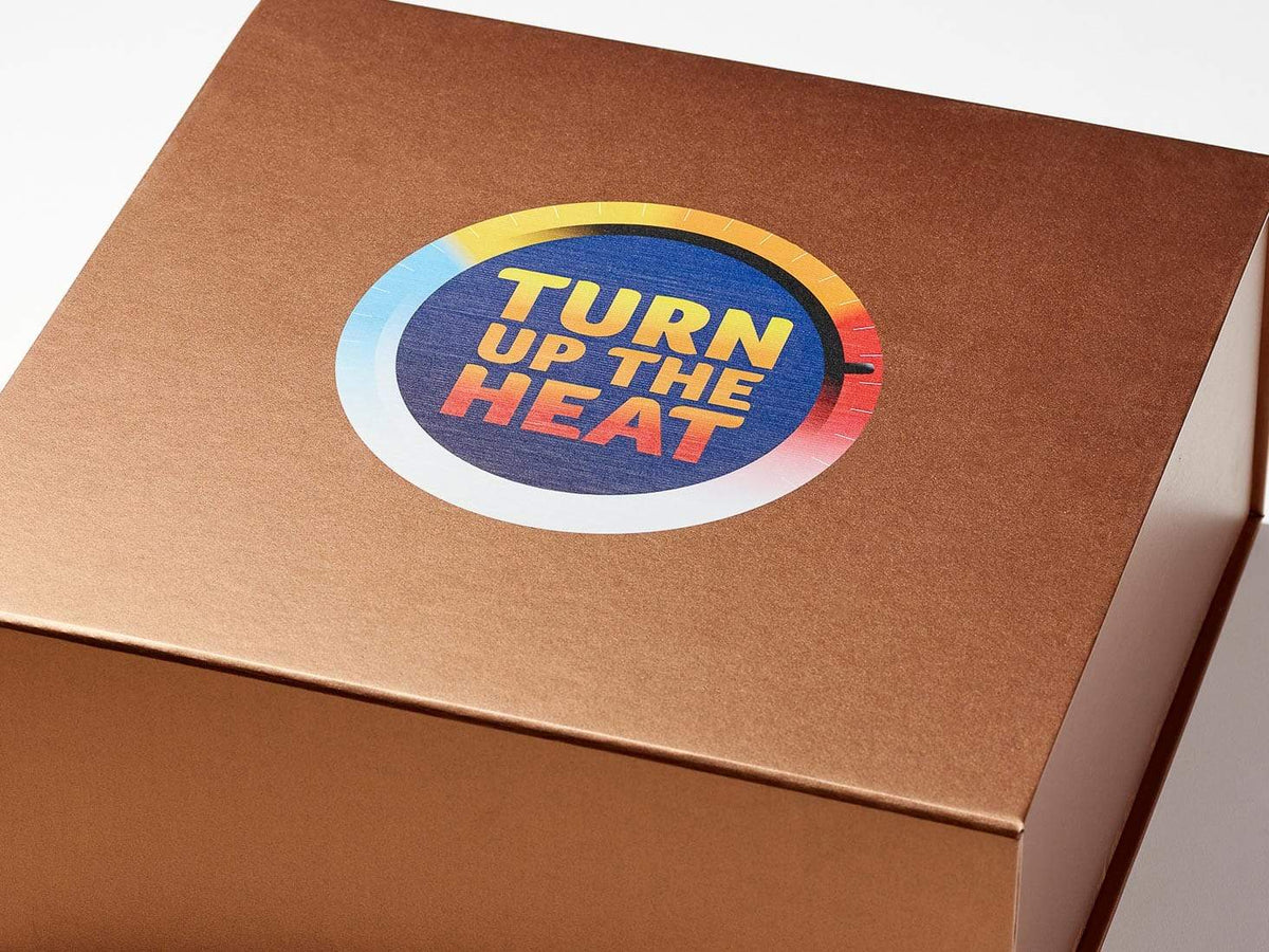Copper XL Deep Gift Box with Custom CMYK Digital Print Design
