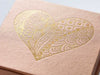 Copper Folding Gift Boxes with Custom Gold Foil Heart Design