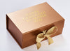 Example of Gold Ribbon Featured on Copper A5 Deep Gift Box with Custom Gold Personalisation