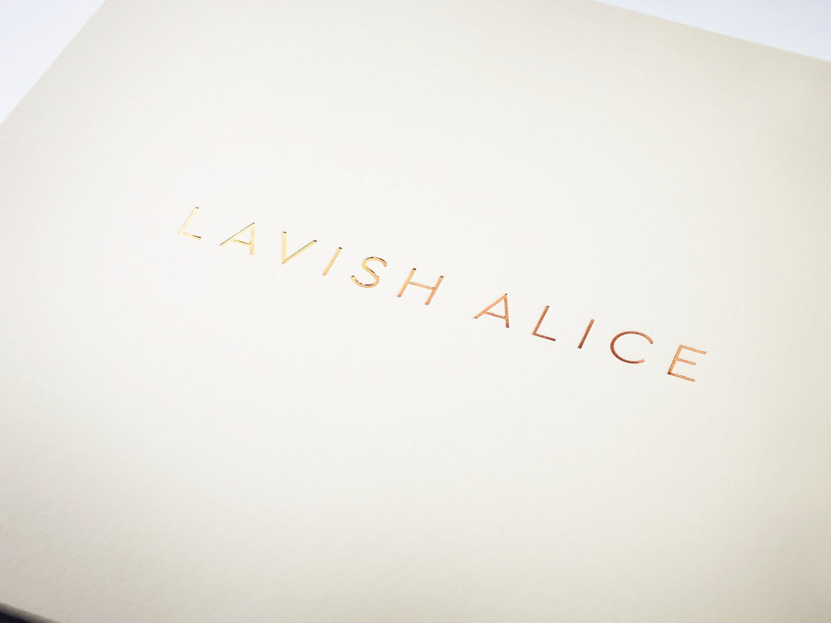 Custom Copper Foil logo printed onto Ivory Gift Box