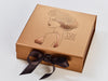 Copper Folding Gift Box with Bronze Foil Design and Brown Ribbon