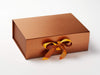 Example of Dandelion Double Ribbon Bow Featured on Copper A4 Deep Gift Box