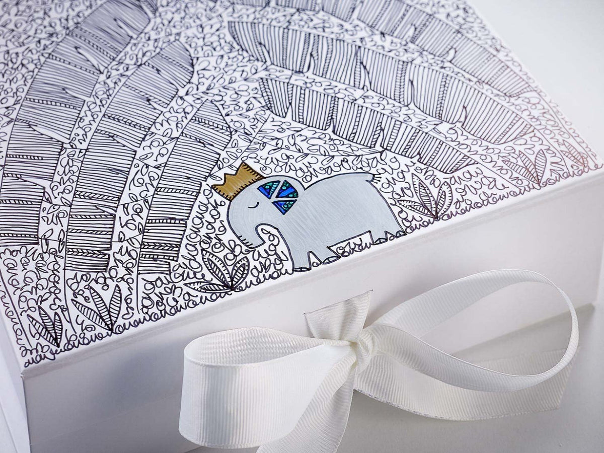 Hand Decorated White Gift Box by Custom Cubed