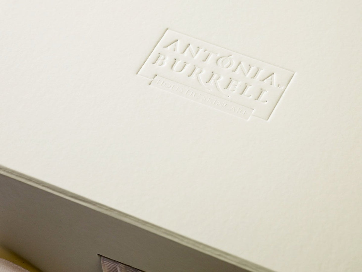 Ivory Gift Box with custom debosed logo to lid
