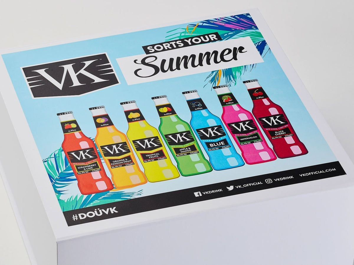 White XL Deep Gift Box with Custom CMYK Digital Print to Lid
