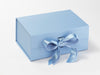 Example French Blue Recycled Satin Ribbon Double Bow Featured on Pale Blue A5 Deep Gift Box