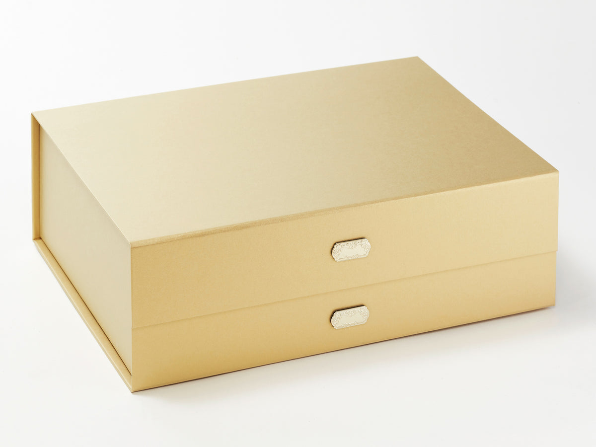 Example Of Gold Slot Decal Labels Featured on Gold Gift Box