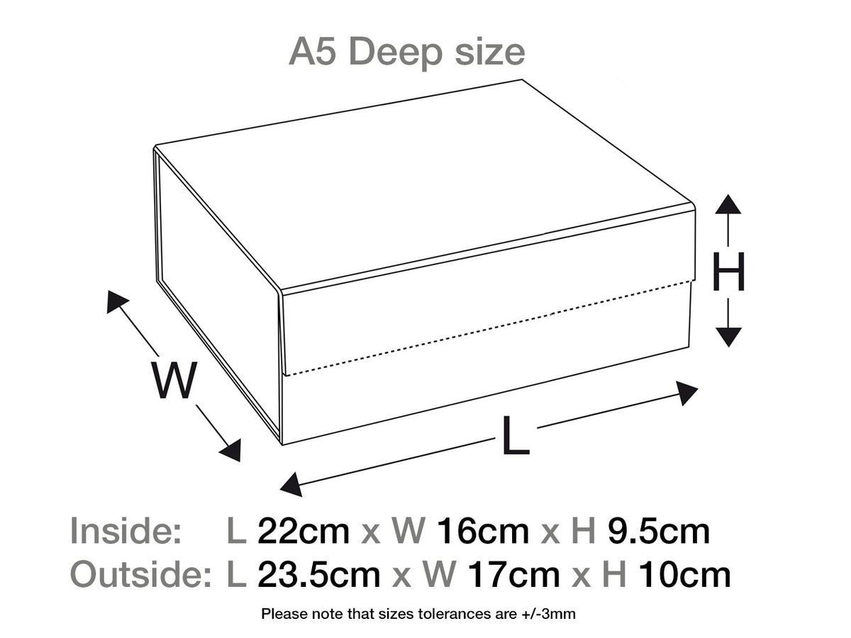 Copper A5 Deep Gift Box Sample Assembled Size in Centimeters