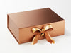 Example of Gold Recycled Satin Ribbon Featured on Copper A4 Deep Gift Box